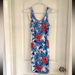 Salt Life Tropical Floral Mini Dress - Blue and Red